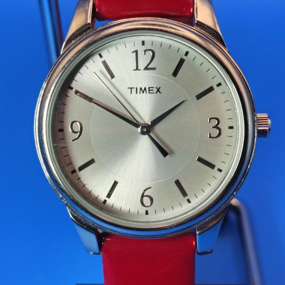 Vintage 2007 Timex 35mm Sunburst Women's‎ Quartz Watch Leather Strap Fits 4-7.5